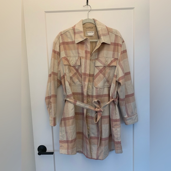 Frank & Oak Plaid Overshirt Dress in Pink Shacket - Picture 5 of 5